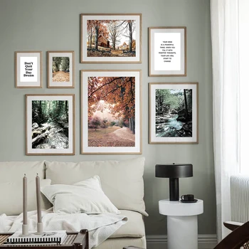 Maple Pădurea De Arțar Frunze Casă De Țară De Arta De Perete Panza Pictura Nordică Postere Si Printuri Poze De Perete Pentru Living Decorul Camerei