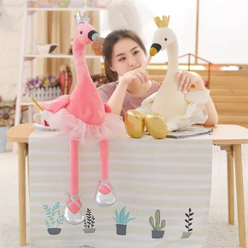 1 buc 50/80cm Frumoasă Lebădă cu Coroana Jucărie de Pluș Umplute Flamingo Papusa Copii Baby Animal Minunat Jucărie pentru Copii Fata de Cadou de Crăciun