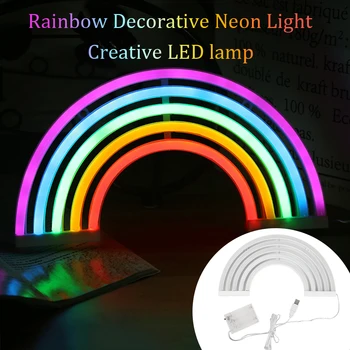 Fierbinte Curcubeu Drăguț Neon LED Curcubeu de Lumină Lampă Pentru Dormitor Decor Decor Rainbow Neon Lampa de Perete Decor de Crăciun Lumini Bec Tub