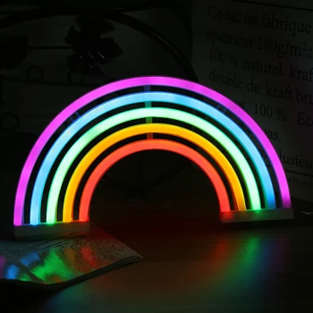 Fierbinte Curcubeu Drăguț Neon LED Curcubeu de Lumină Lampă Pentru Dormitor Decor Decor Rainbow Neon Lampa de Perete Decor de Crăciun Lumini Bec Tub