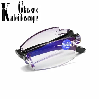 Pliere ochelari de Citit de Oameni Anti-albastru fără ramă Prezbiopie Ochelari Femei Antifatigue Hipermetropie Dioptrie +1.5 2.5 3.0 cu cutie
