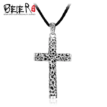 Beier nou magazin thai argint culoare crucea pandantiv colier moda bijuterii gratuit da frânghie pentru om femeile Cadou A2473