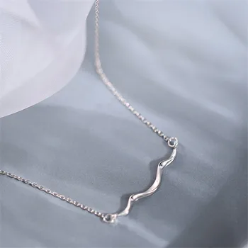 OBEAR Lanț de Argint Colier Simplu Coastă Val Placate cu Argint Colier coreea Style Femeie Colier Boho Doamnelor Bijuterii