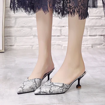 Model sarpe Stil Pompe de Femei Plasă de Pantofi cu Toc inalt, din Piele PU Pantofi de sex Feminin a Subliniat Toe Catâri Pantofi de Femeie Vară I117