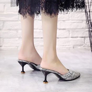 Model sarpe Stil Pompe de Femei Plasă de Pantofi cu Toc inalt, din Piele PU Pantofi de sex Feminin a Subliniat Toe Catâri Pantofi de Femeie Vară I117