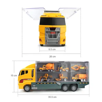 Container Mare Transportator Camion Vehicule Cu Mini Turnat Sub Presiune Masina Excavator Inginerie Model De Jucarii Pentru Copii, Cadouri De Ziua De Nastere Baieti
