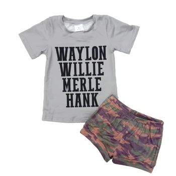 Băiețelul litere reglan tricou și pantaloni scurți set băiat de vara cu maneci scurte tinuta cu Camuflaj