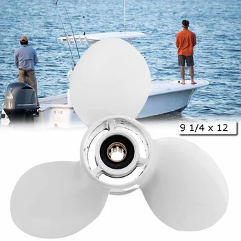 Barca Outboard Elice 683-45941-00-EL 9 1/4 x 12 Pentru Yamaha de 9.9-15HP Aluminiu 8 Spline Dintelui Diametrul de 235mm Alb 3 Lame