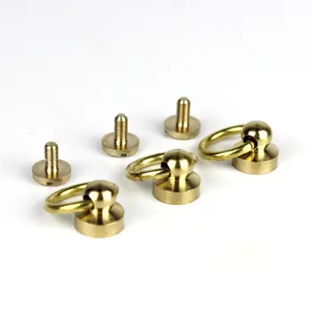 10buc Solid Brass Ball Post Prezon pentru Nituri cu inel D Screwback Cap Rotund Unghii Pete Piroane din Piele Ambarcațiuni DIY Accesorii