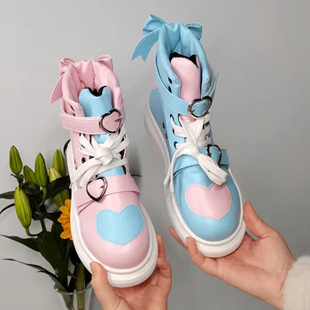 Lolita glezna cizme pentru femei toamna iarna femei vulcanizat pantofi casual femei fluture pantofi roz, albastru cizme pentru femei