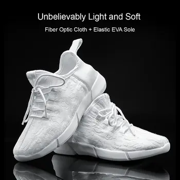 Luminos Tesatura de Fibra Optica Lumina Pantofi cu LED-uri 11 Culori Alb Intermitent Adult si Fete si Baieti USB Reîncărcabilă Adidași cu Lumina