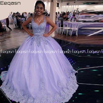 Rochie de bal Rochii Quinceanera 2020 ștrasuri din Mărgele Dantelă Aplicatiile Tul Dulce 16 Printesa Rochii de Bal Rochie de 15 Ani vestidos
