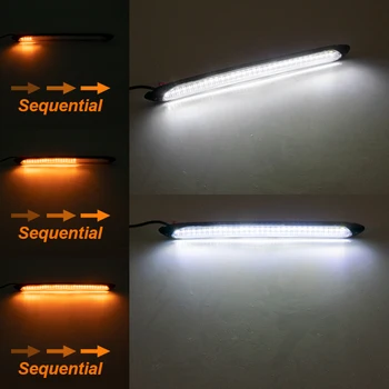LED-uri auto DRL Daytime Running Light rezistent la apa Banda Flexibila Universala Secvențială Flux Dinamic Galben de Semnalizare Lumini Albe