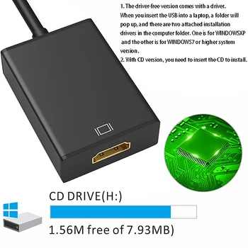 HD 1080P USB 3.0 la HDMI compatibil cu Convertor Cablu Adaptor USB la HDMI compatibil cu placa Video Externa Multi Monitor Adaptor