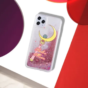 Sailor Moon Stele Magica Sparkle Lichid Real Sclipici Caz de Telefon Fundas Cover pentru iPhone 11 X XS XR Max Pro 7 8 7Plus 8Plus 6