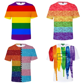 De Vânzare la cald LGBT Steag Curcubeu Lesbiene, Gay Camasi Casual de Vara Barbati Femei T-shirt cu Maneci Scurte 3D T-shirt, Tee Shirt Jachete