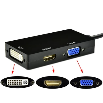 3-în-1 Mini DisplayPort 1.2 La VGA/DVI/HD 1080P Thunderbolt Intrare Adaptor Pentru Calculator, Conexiune TV