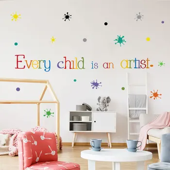 Fiecare Copil este un Artist Decal Autocolant Perete Dormitor Copii loc de Joacă pentru Copii Home Decor Detașabil pline de culoare Tapet