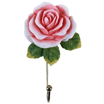 #40 Fierbinte Perete Sticky Cârlige Cuier Cuier Montat Floare Trandafir Rasina Pentru Haina Pălărie Halat Prosop De Utile Cuier Ventouse Salle De Bain