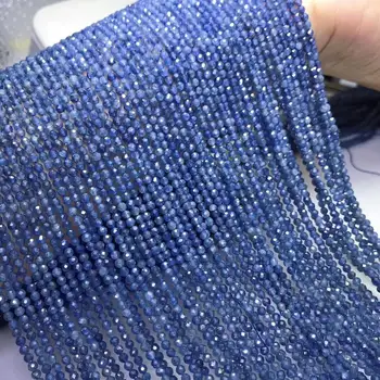 Sapphire liber margele albastre fatetate rotund 2/3/4mm natura pentru a face bijuterii colier 14inch FPPJ en-gros