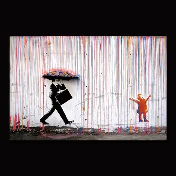 Banksy Colorate Ploaie Postere Si Printuri Decor Acasă Ulei Tablouri Canvas Decorative Abstracte Imagini