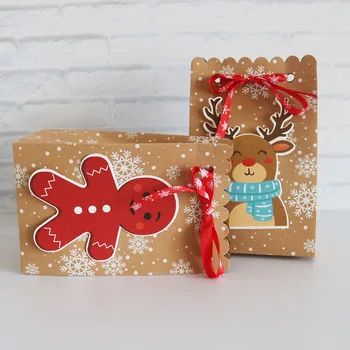 Crăciun fericit Cadou Pungă de Hârtie Kraft Cutie de Bomboane Cutie de Cadou de Crăciun pentru Cookie Eveniment & Consumabile Partid