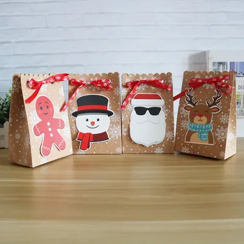 Crăciun fericit Cadou Pungă de Hârtie Kraft Cutie de Bomboane Cutie de Cadou de Crăciun pentru Cookie Eveniment & Consumabile Partid