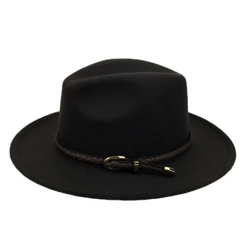 Iarna Simțit Capac Cu Rafinat Țesute Curea Fedoras Femei Cald Pălării Panama Bărbați Vintage Trilby Capac Toamna Jazz Capace cu 7 culori YY18003