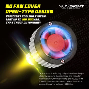 Novsight H7 LED H4 led H8 H11 HB3 9005 HB4 9006 Auto Faruri LED Becuri 72W 10000LM 3000k galben de Automobile Far 12V