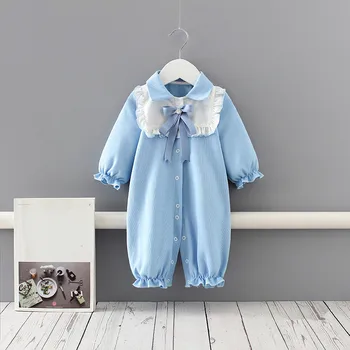 Haine pentru copii Salopetă pentru Copii Nou-născuți haine pentru copii din Bumbac mâneci lungi guler de pan peter Baby salopeta Copil Salopeta Albastru 0-18M