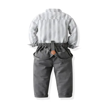 2020 Moda pentru copii băiat cu maneci lungi tricou cu dungi+suspensor nou nascut maneca Lunga, haine băiat domn costum 1-7Y
