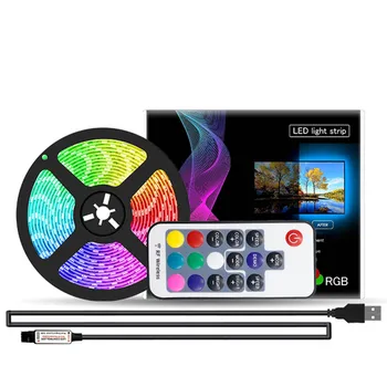 USB Benzi cu LED-uri IR 17 Taste 5050 RGB Flexibil Lumina DC5V TV Lumină de Fundal