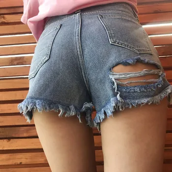 Femei Sexy Talie Mare Parte Split Rupe Cut-off Denim Scurt 2019 Noua Moda de Vara Rupt Distruge Găuri Casual Tiv Rupe Jean