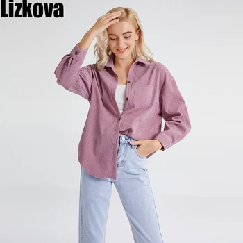 Lizkova De Catifea Roz Bluza Femei 2021 Vintage Maneca Lunga Camasa De Primăvară Blusas Mujer Harajuku Topuri 8867