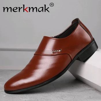 Merkmak 2019 noi oameni de afaceri pantofi Oxfords set de picioare Pantofi Rochie de Birou de sex Masculin Nunta subliniat barbati din piele pantofi