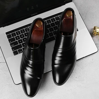 Merkmak 2019 noi oameni de afaceri pantofi Oxfords set de picioare Pantofi Rochie de Birou de sex Masculin Nunta subliniat barbati din piele pantofi