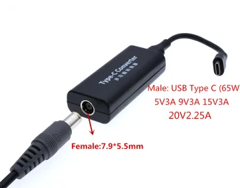 65W USB de Tip C Încărcător Adaptor Convertor Dc Jack Conector pentru Laptop, Telefoane Mobile 7.9*5.5 mm de sex Feminin pentru USB de Tip C Adaptor