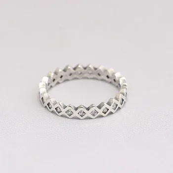 De înaltă Calitate Autentic 925 Sterling Silver Square Eternitate inel de argint cu Clasic CZ Inel Compatibil Cu Bijuterii European