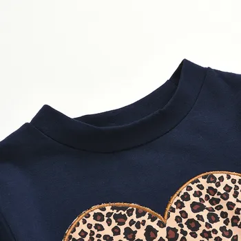 2-9ani Nou-născut Copilul Fetele Inima Leopard de Imprimare de Iarnă Topuri+Pantaloni Costume Set trage enfant fille de moda Casual cald M5