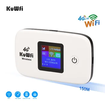 KuWfi Deblocat 150Mbps, 3G, 4G LTE Wifi Router Mobile wi-fi Hotspot Baterie 2400mAH Cu Slot pentru Card SIM Display LCD de Până La 10 Utilizatori