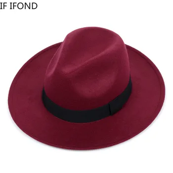 Fedora Hat pentru Femei Imitație de Lână Simțit Pălării de Bărbați de Moda Negru de Top de Jazz Pălărie 2020 NOU