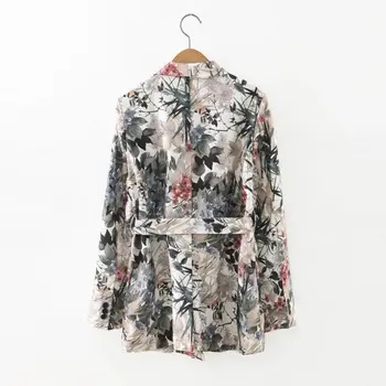 Femei costume de toamna femei Maneca Lunga Șters Kimono Jacket noua centura de imprimare strat + pantaloni casual costum Twopiece seturi