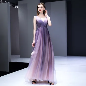 Violet înstelat rochie de seara fantezie timp de banchet rochii elegante, de culoare gradient 2020 noua moda rochie fără mâneci rochie de seara