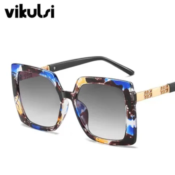 De înaltă Calitate pentru Femei ochelari de Soare Vintage Floral Albastru Ochelari Brand Gradient Pătrat Ochelari de Soare Moda de sex Feminin Nuante oculos