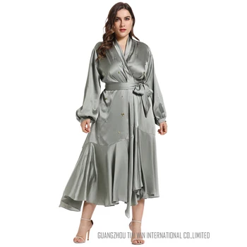 2021 Abaya Timp De Primăvară De Moda Femei Plus Dimensiune Elegant Neregulate, Asimetrice Casual Cu Maneci Lungi Împletit Eșarfe Maxi Rochie