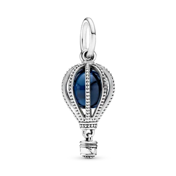 De Vânzare la cald Real Argint 925 Albastru Balon cu Aer Cald de Călătorie Margele se Potrivesc Original Pandora Bratari DIY Bijuterii Pentru Femei