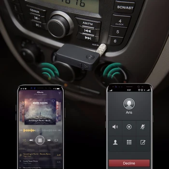 Dual Link-ul de Bluetooth 4.1 handsfree Aux de 3,5 mm Car kit Auto de muzica Wireless receiver stereo audio adapter pentru acasă sistem de boxe