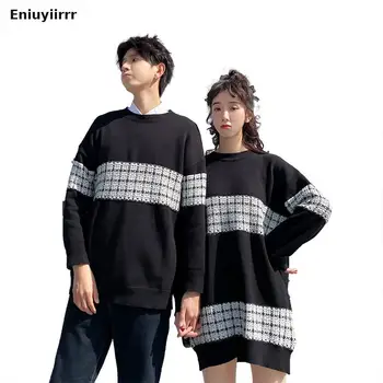 Crăciun cuplu pulover rochie Carouri tricotaje pentru îmbrăcăminte colegiu stil coreean iubitorii de femei arata haine de potrivire tinuta purta Drăguț