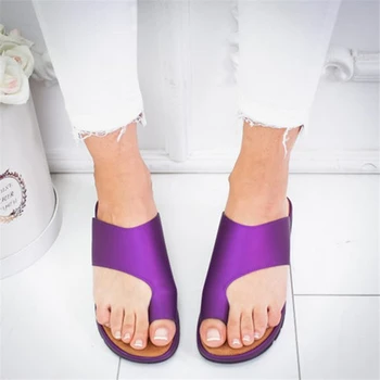 JIANBUDAN/ pantofi pentru Femei din piele artificiala Confortabil Platforma pană moale sandale degetul mare ortopedice corector papuci de casă 34-43
