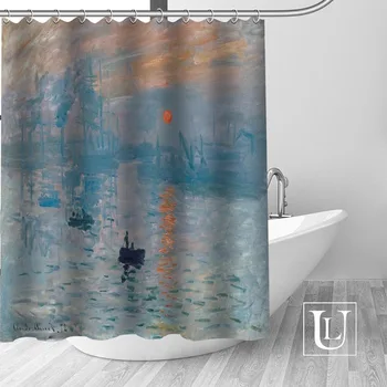 Mare Vânzare Personalizată Nouă Monet pictură în ulei Perdea de Duș cu Cârlige baie Impermeabil Tesatura de Poliester DIY Perdeaua de la Duș